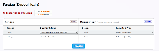 Choose Farxiga dosage and quantity