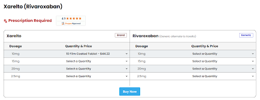 Choose Xarelto dosage and quantity